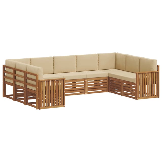 vidaXL Sofagarnituren 9 Tlg Natur und Beige Massivholz Akazie 3375478