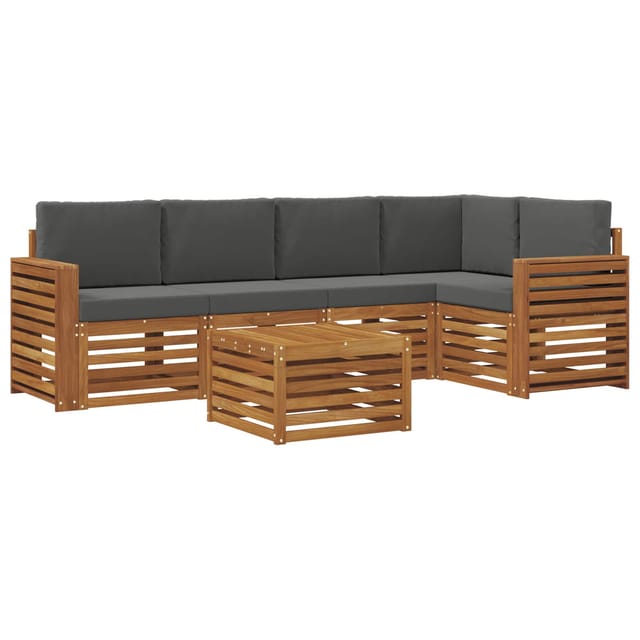 vidaXL Sofagarnituren 6 Tlg Natur und Anthrazit Massivholz Akazie 3374857