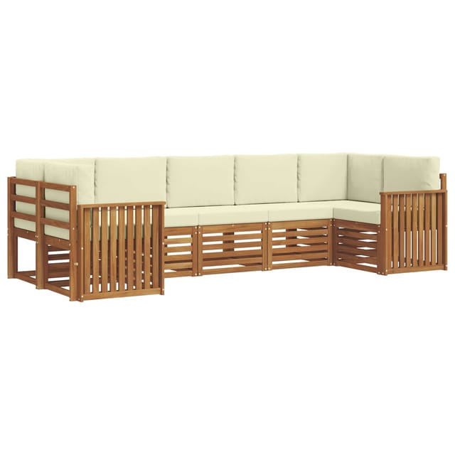 vidaXL Sofagarnituren 7 Tlg Natur und Creme Massivholz Akazie 3375405