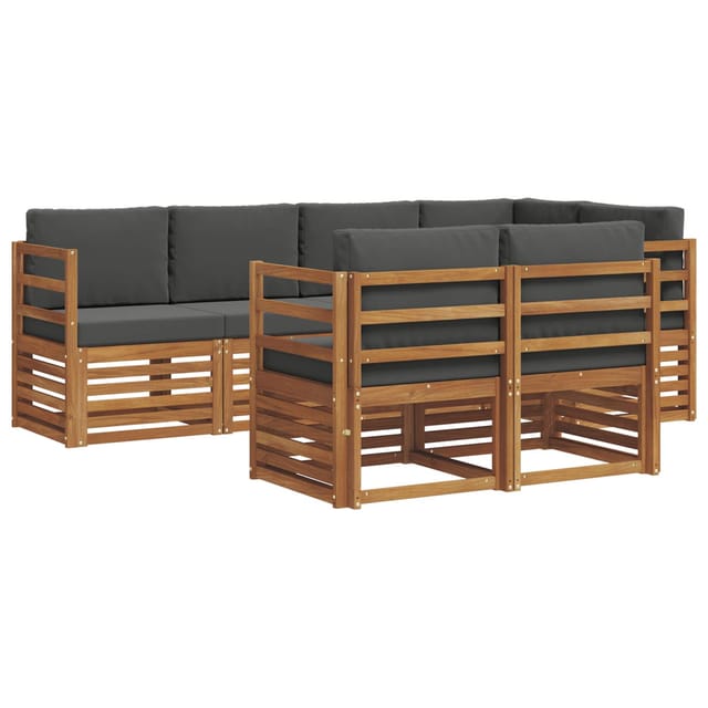 vidaXL Sofagarnituren 7 Tlg Natur und Anthrazit Massivholz Akazie 3374952