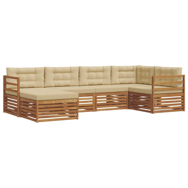 vidaXL Outdoor-Sofagarnitur mit Kissen 6-Tlg Natur und Beige 3373723