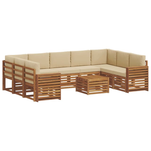 vidaXL Sofagarnituren 10 Tlg Natur und Beige Massivholz Akazie 3375528