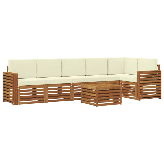 vidaXL Sofagarnituren 7 Tlg Natur und Creme Massivholz Akazie 3374935