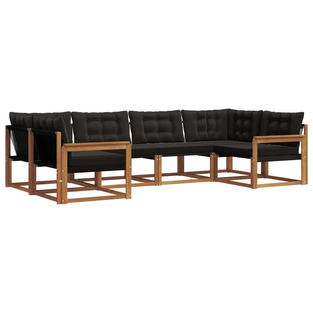 vidaXL Outdoor-Sofagarnitur mit Kissen 6-Tlg Natur und Schwarz 3369787