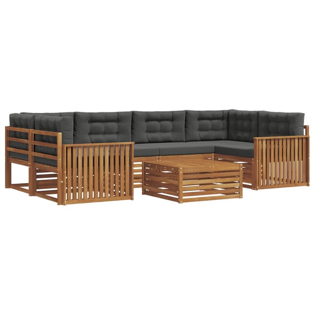 vidaXL Outdoor-Sofagarnitur mit Kissen 8-Tlg Natur und Anthrazit 3373097