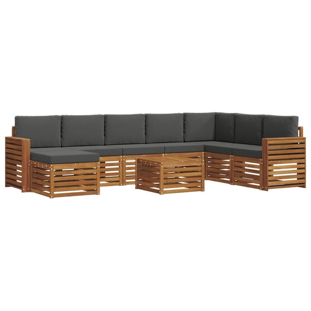 vidaXL Sofagarnituren 9 Tlg Natur und Anthrazit Massivholz Akazie 3375337