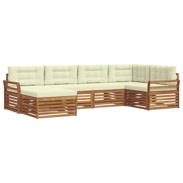 vidaXL Outdoor-Sofagarnitur mit Kissen 6-Tlg Natur und Creme 3373740