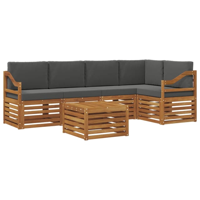 vidaXL Sofagarnituren 6 Tlg Natur und Anthrazit Massivholz Akazie 3374867