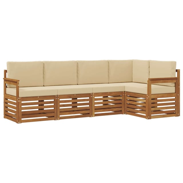 vidaXL Sofagarnituren 5 Tlg Natur und Beige Massivholz Akazie 3374798