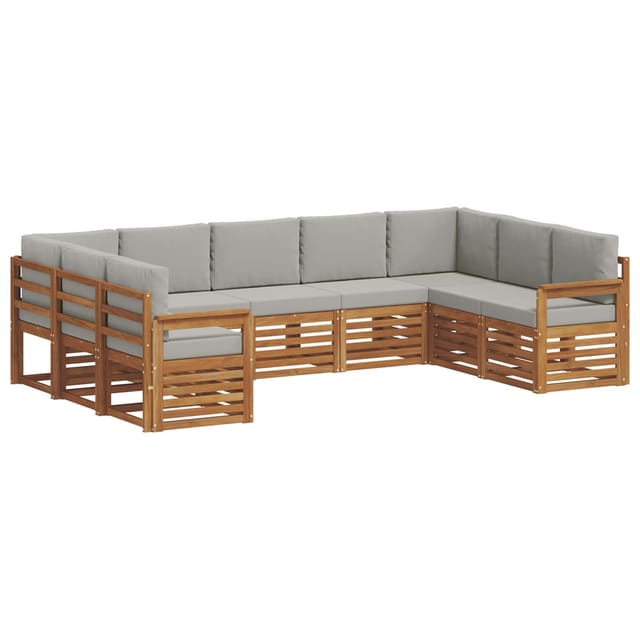 vidaXL Sofagarnituren 9 Tlg Natur und Hellgrau Massivholz Akazie 3375466