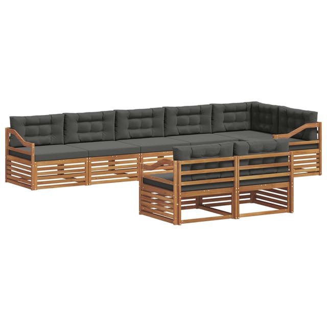 vidaXL Outdoor-Sofagarnitur mit Kissen 8-Tlg Natur und Anthrazit 3373677