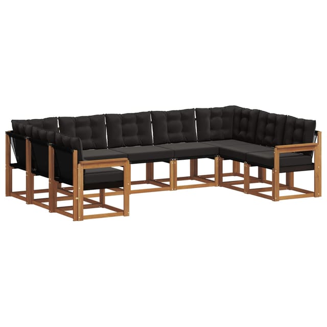 vidaXL Outdoor-Sofagarnitur mit Kissen 29-Tlg Natur und Schwarz 3369043