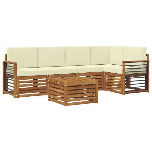 vidaXL Sofagarnituren 6 Tlg Natur und Creme Massivholz Akazie 3374860