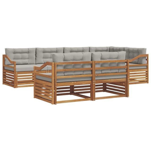 vidaXL Outdoor-Sofagarnitur mit Kissen 22-Tlg Natur und Hellgrau 3373636