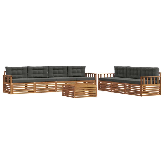 vidaXL Outdoor-Sofagarnitur mit Kissen 8-Tlg Natur und Anthrazit 3373132