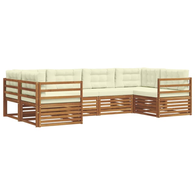 vidaXL Sofagarnituren 6 Tlg Natur und Creme Massivholz Akazie 3374000