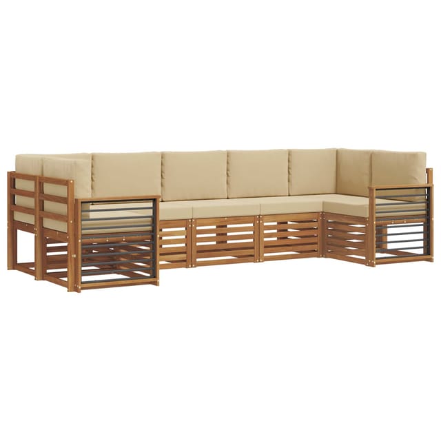 vidaXL Sofagarnituren 7 Tlg Natur und Beige Massivholz Akazie 3375423