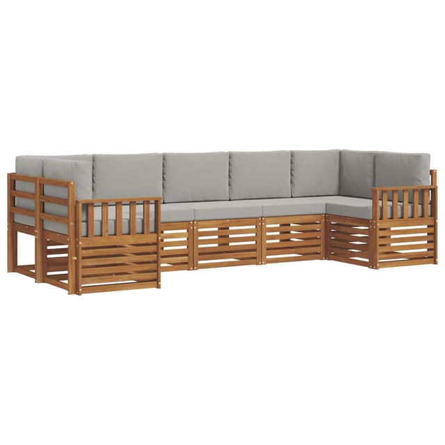 vidaXL Sofagarnituren 7 Tlg Natur und Hellgrau Massivholz Akazie 3375401