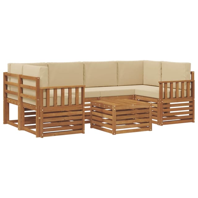 vidaXL Sofagarnituren 7 Tlg Natur und Beige Massivholz Akazie 3374443