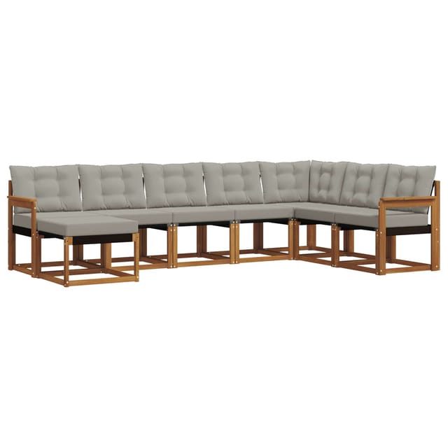 vidaXL Outdoor-Sofagarnitur mit Kissen 8-Tlg Natur und Hellgrau 3368946