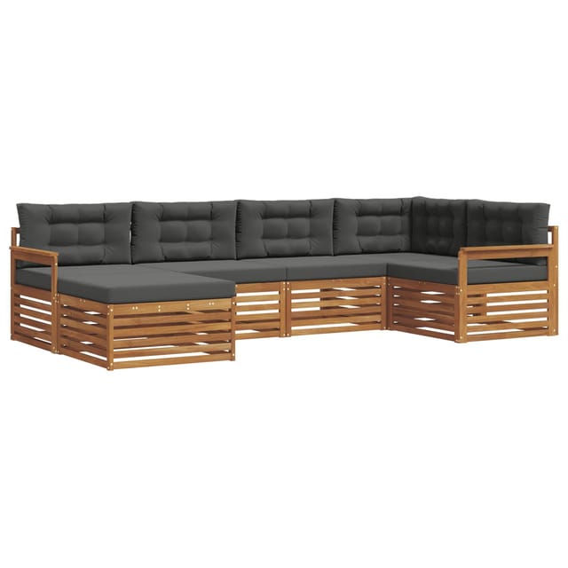 vidaXL Outdoor-Sofagarnitur mit Kissen 6-Tlg Natur und Anthrazit 3373727