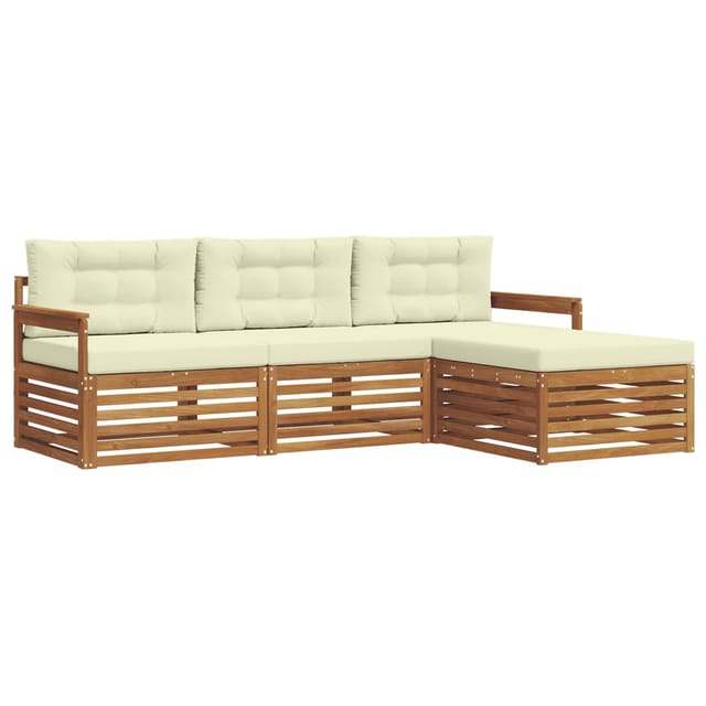 vidaXL Outdoor-Sofagarnitur mit Kissen 4-Tlg Natur und Creme 3373245