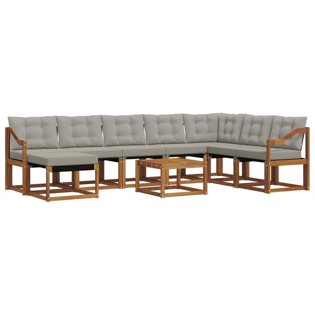 vidaXL Outdoor-Sofagarnitur mit Kissen 9-Tlg Natur und Hellgrau 3368986