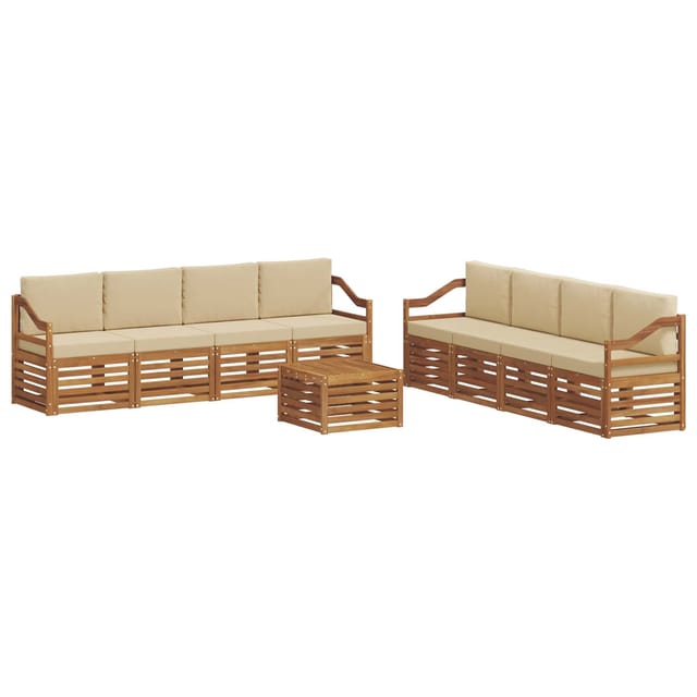 vidaXL Sofagarnituren 9 Tlg Natur und Beige Massivholz Akazie 3374588