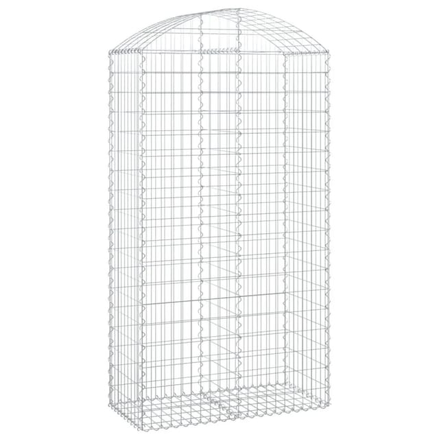 vidaXL Gabione mit Hochbogen 100x50x180/200 cm Verzinktes Eisen 153439