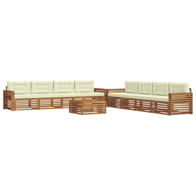vidaXL Outdoor-Sofagarnitur mit Kissen 9-Tlg Natur und Creme 3373225