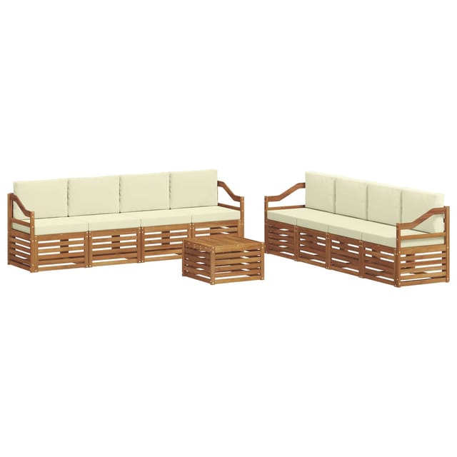 vidaXL Sofagarnituren 9 Tlg Natur und Creme Massivholz Akazie 3374585
