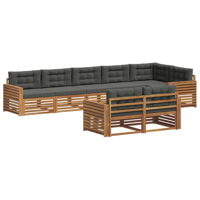 vidaXL Outdoor-Sofagarnitur mit Kissen 8-Tlg Natur und Anthrazit 3373667
