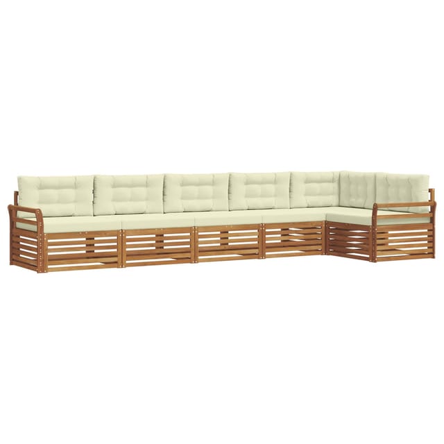 vidaXL Outdoor-Sofagarnitur mit Kissen 6-Tlg Natur und Creme 3373540