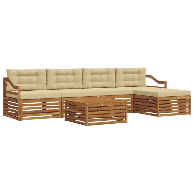 vidaXL Outdoor-Sofagarnitur mit Kissen 6-Tlg Natur und Beige 3373358