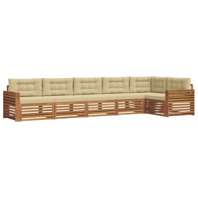 vidaXL Outdoor-Sofagarnitur mit Kissen 6-Tlg Natur und Beige 3373548
