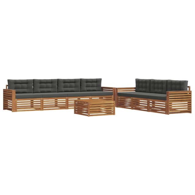 vidaXL Outdoor-Sofagarnitur mit Kissen 8-Tlg Natur und Anthrazit 3373147