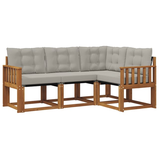 vidaXL Outdoor-Sofagarnitur mit Kissen 4-Tlg Natur und Hellgrau 3368614