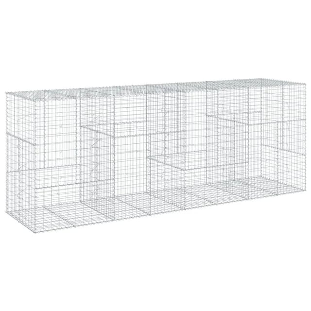 vidaXL Gabione mit Deckel 400x100x150 cm Verzinktes Eisen 3295216