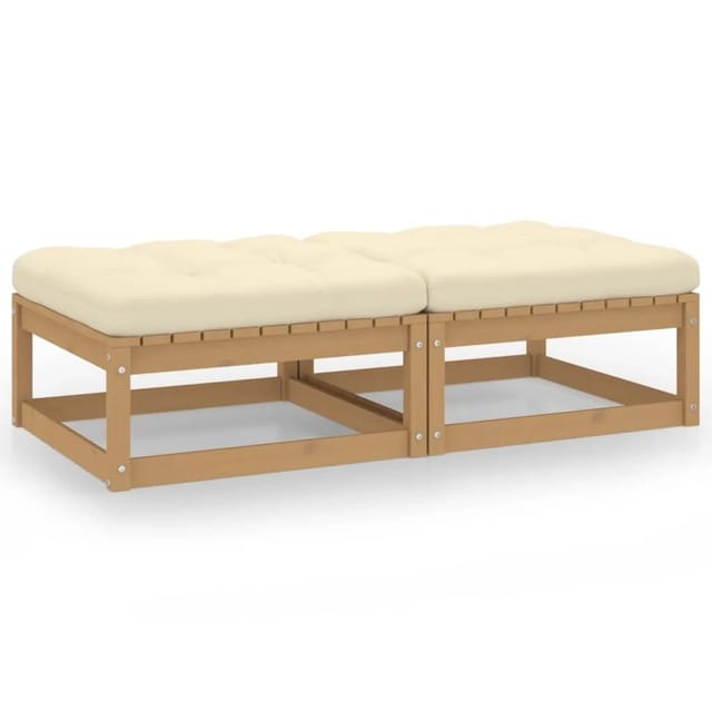 vidaXL Garten-Fußhocker mit Kissen 2 Stk Massivholz Kiefer 3076282