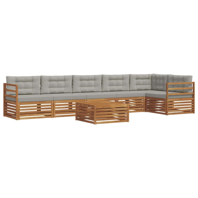 vidaXL Outdoor-Sofagarnitur mit Kissen 7-Tlg Natur und Hellgrau 3373561