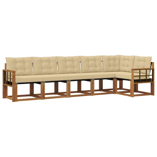 vidaXL Outdoor-Sofagarnitur mit Kissen 6-Tlg Natur und Beige 3368720