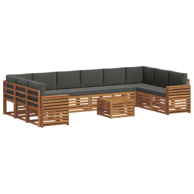 vidaXL Sofagarnituren 11 Tlg Natur und Anthrazit Massivholz Akazie 3375607
