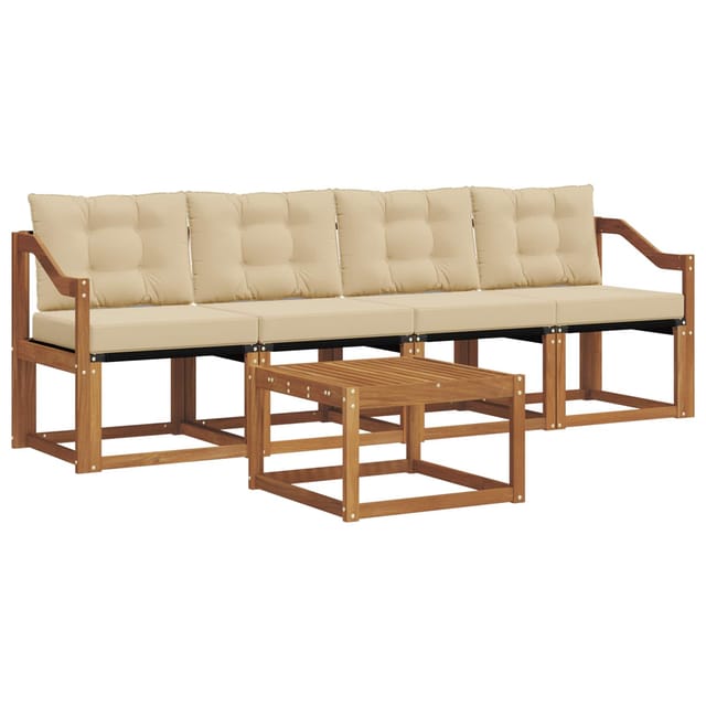 vidaXL Outdoor-Sofagarnitur mit Kissen 5-Tlg Natur und Beige 3368388