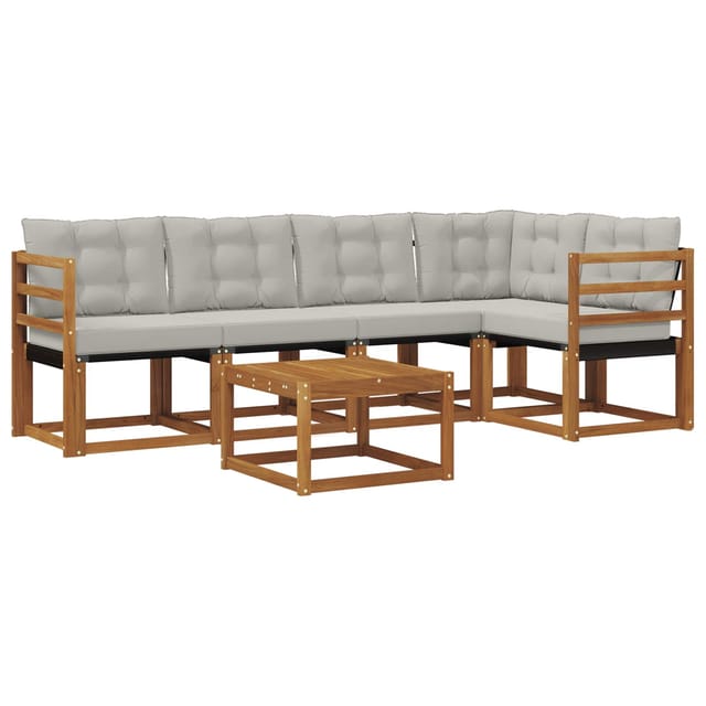 vidaXL Outdoor-Sofagarnitur mit Kissen 6-Tlg Natur und Hellgrau 3368678