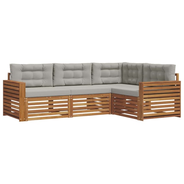 vidaXL Outdoor-Sofagarnitur mit Kissen 13-Tlg Natur und Hellgrau 3373386