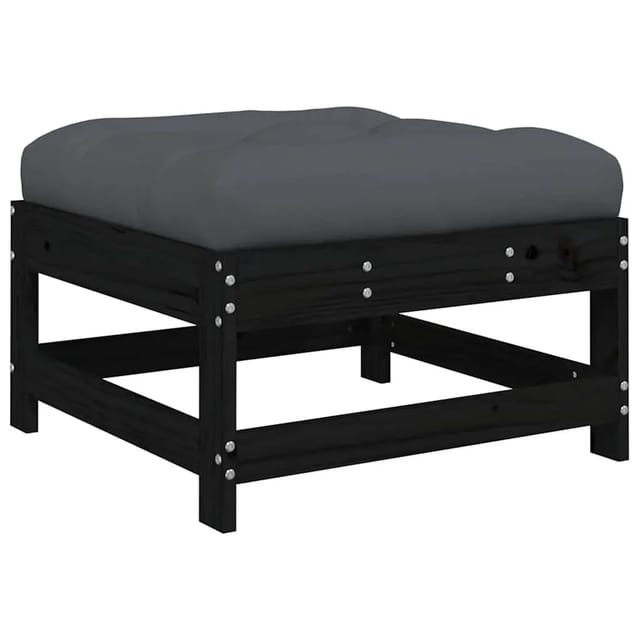 vidaXL Gartenhocker mit Kissen Schwarz Massivholz Kiefer 825559