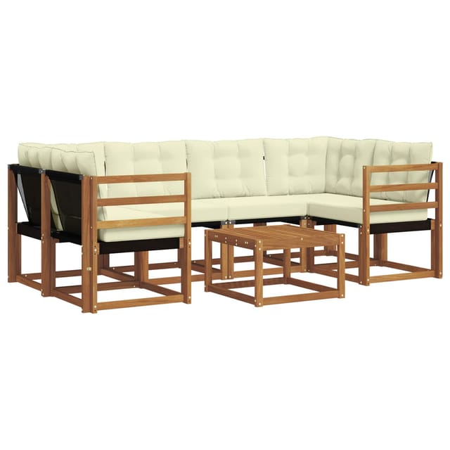 vidaXL Outdoor-Sofagarnitur mit Kissen 7-Tlg Natur und Creme 3368437