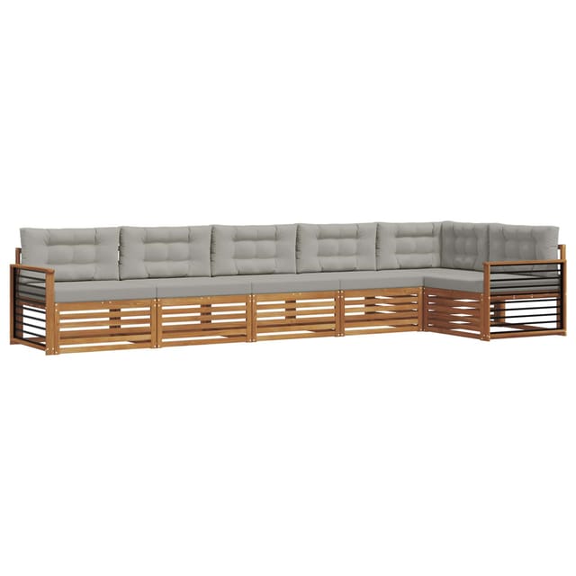 vidaXL Outdoor-Sofagarnitur mit Kissen 19-Tlg Natur und Hellgrau 3373551