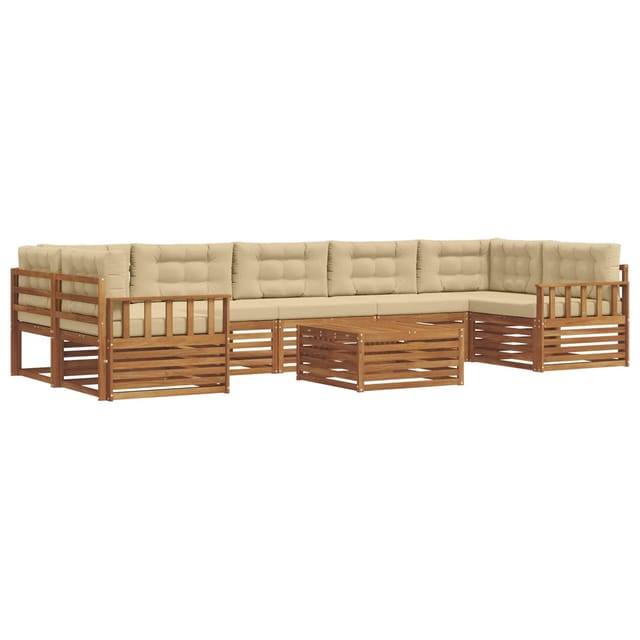 vidaXL Outdoor-Sofagarnitur mit Kissen 8-Tlg Natur und Beige 3373173
