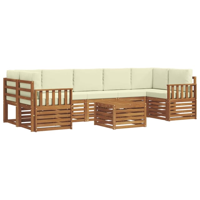 vidaXL Sofagarnituren 8 Tlg Natur und Creme Massivholz Akazie 3374520